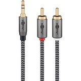 goobay Cavo adattatore audio Plus AUX 3,5mm jack > spina stereo Cinch Nero/Argento