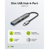 goobay Hub USB sottile a 4 porte, USB-C a USB-C™/USB-A USB 3.2 Gen1 grigio