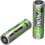 Ansmann Blister 2 X DECT Accu, AA, 800mAh Nichel-Metallo Idruro (NiMH) 800mAh 1.2V batteria ricaricabile argento, AA, 800mAh, 800 mAh, Nichel-Metallo Idruro (NiMH), 1,2 V, Nero