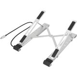Digitus Supporto per notebook ad altezza variabile con hub USB-C™ integrato, 5 porte, Stand bianco, 5 porte, Supporto per computer portatile, Argento, Alluminio, 25,4 cm (10"), 43,2 cm (17"), 15 - 36°