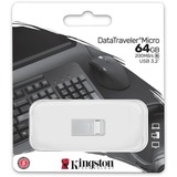 Kingston DataTraveler Micro unità flash USB 64 GB USB tipo A 3.2 Gen 1 (3.1 Gen 1) Argento argento, 64 GB, USB tipo A, 3.2 Gen 1 (3.1 Gen 1), 200 MB/s, Senza coperchio, Argento