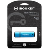 Kingston IronKey Vault Privacy 50 16 GB, Chiavetta USB celeste/Nero
