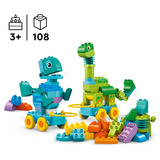 LEGO DUPLO Dinosauri su ruote 3 in 1, Giochi di costruzione Set da costruzione, 3 anno/i, Plastica, 108 pz, 1,77 kg