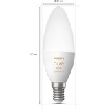 Philips Hue Candela - lampadina connessa E14 - (confezione da 2), Lampada a LED Philips Hue White ambiance Candela - lampadina connessa E14 - (confezione da 2), Lampadina intelligente, Bluetooth, Bianco, LED integrato, E14, B39