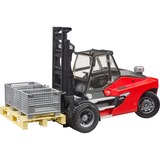 bruder Carrello elevatore Linde HT160 con pallet, Veicolo modello rosso/Nero