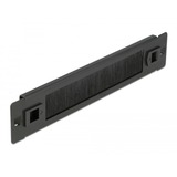 DeLOCK 66343 porta accessori Pannello spazzolato, Instradamento dei cavi Nero, Pannello spazzolato, Nero, Metallo, Nylon, 1U, Cina, 25,4 cm (10")