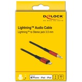 DeLOCK 86586 cavo audio 0,5 m 3.5mm Lightning Nero, Rosso Nero/Rosso, 3.5mm, Maschio, Lightning, Maschio, 0,5 m, Nero, Rosso