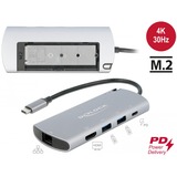 DeLOCK 87767 replicatore di porte e docking station per notebook Cablato USB 3.2 Gen 1 (3.1 Gen 1) Type-C Grigio grigio, Cablato, USB 3.2 Gen 1 (3.1 Gen 1) Type-C, 100 W, 1.4/2.2, 10,100,1000 Mbit/s, Grigio