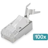 Digitus Connettori modulari per cavo rotondo, CAT 6A, schermati, 100 pezzi, Spina argento