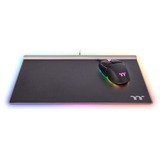 Thermaltake Argent MP1 RGB Tappetino per mouse per gioco da computer Nero, Titanio Nero, Nero, Titanio, Monocromatico, Alluminio, Gomma, Alimentazione USB, Barra appoggiaferro antiscivolo, Tappetino per mouse per gioco da computer