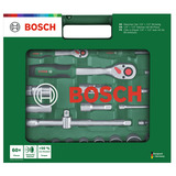 Bosch Set cricchetto 1/4" + 1/2" con chiavi a bussola, 60 pezzi, chiave combinata   verde
