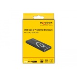 DeLOCK 42003 contenitore di unità di archiviazione Box esterno SSD Nero M.2, Disk enclosure Nero, Box esterno SSD, M.2, Serial ATA III, 6 Gbit/s, Collegamento del dispositivo USB, Nero