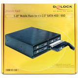 DeLOCK Telaio rimovibile 5,25″ per 4 x 2,5″ SATA HDD / SSD, Inquadramento Nero