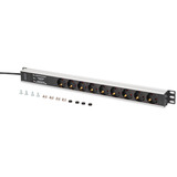 Digitus Multipresa PDU con profilo in alluminio, 9 vie, Ciabatta Nero/alluminio