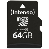 Intenso 64GB MicroSDHC MicroSDXC Classe 10 64 GB, MicroSDXC, Classe 10, 25 MB/s, Resistente agli urti, A prova di temperatura, Impermeabile, A prova di raggi X, Nero