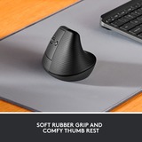 Logitech Lift Left Mouse Ergonomico Verticale, per Mancini, Senza Fili, Bluetooth o Logi Bolt USB, Clic Silenziosi, 4 Tasti, Compatibile con Windows / macOS / iPadOS, Laptop, PC. Grafite grafite/Nero, per Mancini, Senza Fili, Bluetooth o Logi Bolt USB, Clic Silenziosi, 4 Tasti, Compatibile con Windows / macOS / iPadOS, Laptop, PC. Grafite, Mancino, Design verticale, Ottico, RF senza fili + Bluetooth, 4000 DPI, Grafite