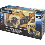 Revell 24924 RC Bagger mit 6-CH 2.4 GHz Fernsteuerung, Outdoor-tauglich, Schaufel und Baumgreifer aus Metall, griffiger Kettenantrieb, Originalgetreu, einzeln steuerbare Teile-Digger 2.0, bunt giallo/Nero, Outdoor-tauglich, Schaufel und Baumgreifer aus Metall, griffiger Kettenantrieb, Originalgetreu, einzeln steuerbare Teile-Digger 2.0, bunt, 96 anno/i, Plastica