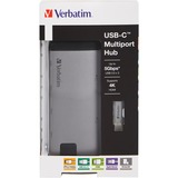 Verbatim 49142 hub di interfaccia USB 3.2 Gen 1 (3.1 Gen 1) Type-C 1000 Mbit/s Nero, Argento grigio, USB 3.2 Gen 1 (3.1 Gen 1) Type-C, USB 3.2 Gen 1 (3.1 Gen 1) Type-C, MicroSD (TransFlash), 1000 Mbit/s, Nero, Argento, Metallo