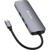 Verbatim CMH-08 USB tipo-C 5000 Mbit/s Argento, Docking station grigio, USB tipo-C, HDMI, USB 3.2 Gen 1 (3.1 Gen 1) Type-A, USB tipo-C, MicroSD (TransFlash), SD, 5000 Mbit/s, 30 Hz, Argento