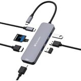 Verbatim CMH-08 USB tipo-C 5000 Mbit/s Argento, Docking station grigio, USB tipo-C, HDMI, USB 3.2 Gen 1 (3.1 Gen 1) Type-A, USB tipo-C, MicroSD (TransFlash), SD, 5000 Mbit/s, 30 Hz, Argento