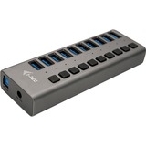 i-tec U3CHARGEHUB10 Caricabatterie per dispositivi mobili Grigio Interno, Hub USB Nero, Interno, AC, Grigio