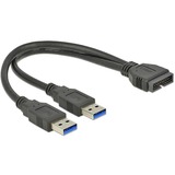 DeLOCK 0.25m USB3.0/2xUSB3.0 cavo USB 0,25 m USB 3.2 Gen 1 (3.1 Gen 1) 2 x USB A Nero Nero, 0,25 m, 2 x USB A, USB 3.2 Gen 1 (3.1 Gen 1), Maschio/Maschio, 5000 Mbit/s, Nero