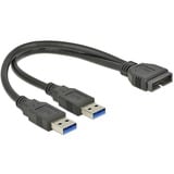 DeLOCK 0.25m USB3.0/2xUSB3.0 cavo USB 0,25 m USB 3.2 Gen 1 (3.1 Gen 1) 2 x USB A Nero, Adattatore Nero, 0,25 m, 2 x USB A, USB 3.2 Gen 1 (3.1 Gen 1), Maschio/Maschio, 5000 Mbit/s, Nero