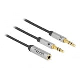 DeLOCK 66740 cavo audio 0,25 m 3.5mm 2 x 3.5mm Nero, Argento Nero/Argento, 3.5mm, Femmina, 2 x 3.5mm, Maschio, 0,25 m, Nero, Argento