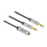 DeLOCK 66740 cavo audio 0,25 m 3.5mm 2 x 3.5mm Nero, Argento, Adattatore Nero/Argento, 3.5mm, Femmina, 2 x 3.5mm, Maschio, 0,25 m, Nero, Argento