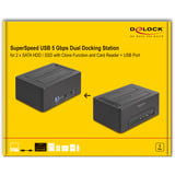DeLOCK Docking station doppia per 2 x SATA HDD / SSD Nero