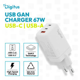 Digitus Caricatore USB GaN 67W, 2x USB-C, 1x USB-A, Caricabatterie 