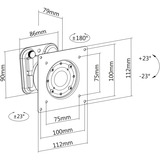 Digitus Supporto a parete universale regolabile, Montaggio a parete Nero, 360°, Parete, 800 g, 80 mm, 125 mm, 120 mm