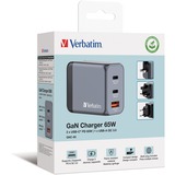 Verbatim GNC-65 Universale Nero, Grigio AC Ricarica rapida Interno, Caricabatterie grigio, Interno, AC, 20 V, Nero, Grigio