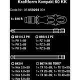 Wera Kompakt 60 KK Set di bussole Nero/Verde, Set di bussole, 1/4", Metrico, 17 testina/e, 10,15,20,25,30,40 mm, PH1,PH2,PH3,PZ1,PZ2,PZ3