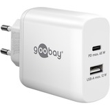 goobay Caricatore rapido duale USB-C, PD, GaN, 65 watt, Caricabatterie bianco