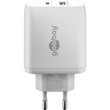 goobay Caricatore rapido duale USB-C, PD, GaN, 65 watt, Caricabatterie bianco