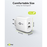 goobay Caricatore rapido duale USB-C, PD, GaN, 65 watt, Caricabatterie bianco