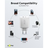 goobay Caricatore rapido duale USB-C, PD, GaN, 65 watt, Caricabatterie bianco