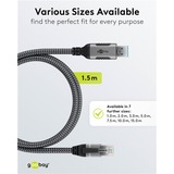goobay Cavo Ethernet USB-A 3.2 Gen1 connettore > connettore RJ-45 Nero/Argento