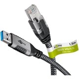 goobay Cavo Ethernet USB-A 3.2 Gen1 connettore > connettore RJ-45, Scheda di rete Nero/Argento