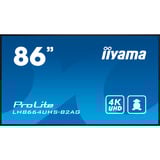 iiyama LH8664UHS-B2AG visualizzatore di messaggi Pannello piatto per segnaletica digitale 2,17 m (85.6") Wi-Fi 500 cd/m² 4K Ultra HD Nero Processore integrato Android 11 24/7, Public Display Nero (opaco), Pannello piatto per segnaletica digitale, 2,17 m (85.6"), 3840 x 2160 Pixel, Wi-Fi, 24/7