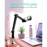 ICY BOX IB-MAG103B-T Asta di supporto per microfono Nero, Asta di supporto per microfono, Base di supporto da tavolo, Nero, Alluminio, Plastica, Acciaio, 3/8", Cina