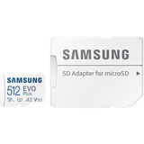 SAMSUNG EVO Plus 512 GB MicroSDXC UHS-I Classe 10 bianco, 512 GB, MicroSDXC, Classe 10, UHS-I, 130 MB/s, 130 MB/s