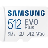 SAMSUNG EVO Plus 512 GB MicroSDXC UHS-I Classe 10, Scheda di memoria bianco, 512 GB, MicroSDXC, Classe 10, UHS-I, 130 MB/s, 130 MB/s