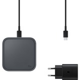 SAMSUNG Super Fast Wireless Charger con caricabatteria incluso, Caricabatterie grigio scuro, Interno, USB, Grigio