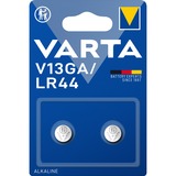 VARTA ALKALINE V13GA, LR44 (Batteria Speciale , 1.5V) Blister da 2 LR44 (Batteria Speciale , 1.5V) Blister da 2, Batteria monouso, LR44, Alcalino, 1,5 V, 2 pz, 155 mAh