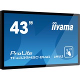 iiyama ProLite TF4339MSC-B1AG Monitor PC 109,2 cm (43") 1920 x 1080 Pixel Full HD LED Touch screen Multi utente Nero Nero, 109,2 cm (43"), 1920 x 1080 Pixel, Full HD, LED, 8 ms, Nero