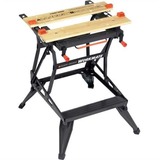 BLACK+DECKER WM550 Banchi di lavoro, Banco di lavoro Nero/marrone, Acciaio, Legno, Nero, 472 mm