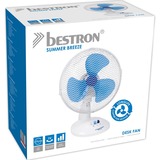 Bestron DDF27W ventilatore Blu, Bianco bianco/Blu, Ventilatore domestico con pale, Blu, Bianco, Tavolo, 27 cm, 75°, Pulsanti