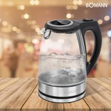 Bomann WKS 6032 G CB bollitore elettrico 1,7 L 2200 W Trasparente accaio/Nero, 1,7 L, 2200 W, Trasparente, Vetro, Acciaio inossidabile, Indicatore del livello dell'acqua, Arresto di sicurezza contro il surriscaldamento